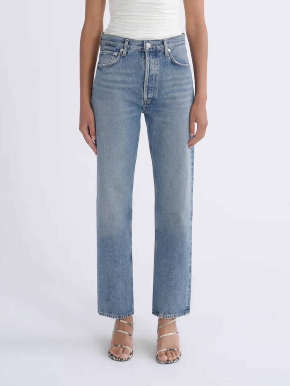 Agolde Straight-Leg Jeans in Light Blue Wash